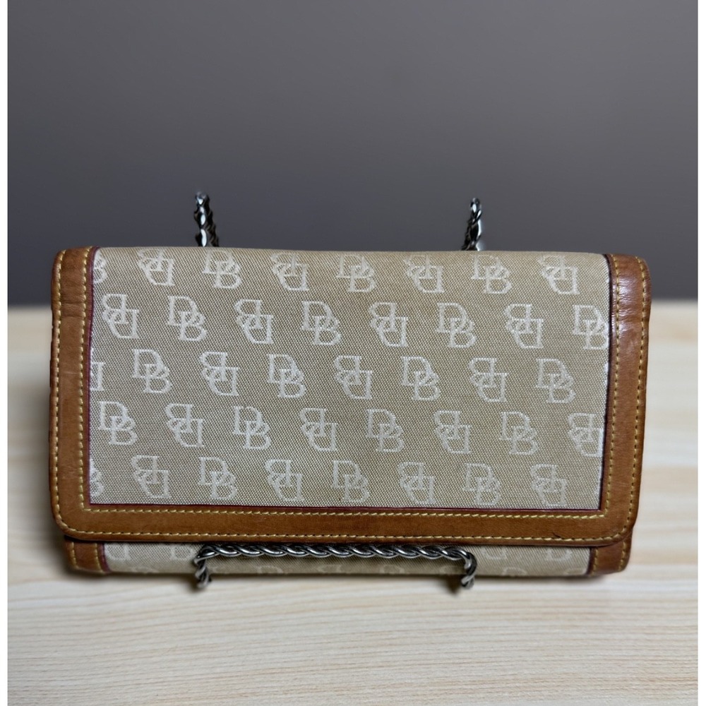 Vintage Dooney & Bourke Signature Monogram Canvas and Tan Leather Trim Wallet